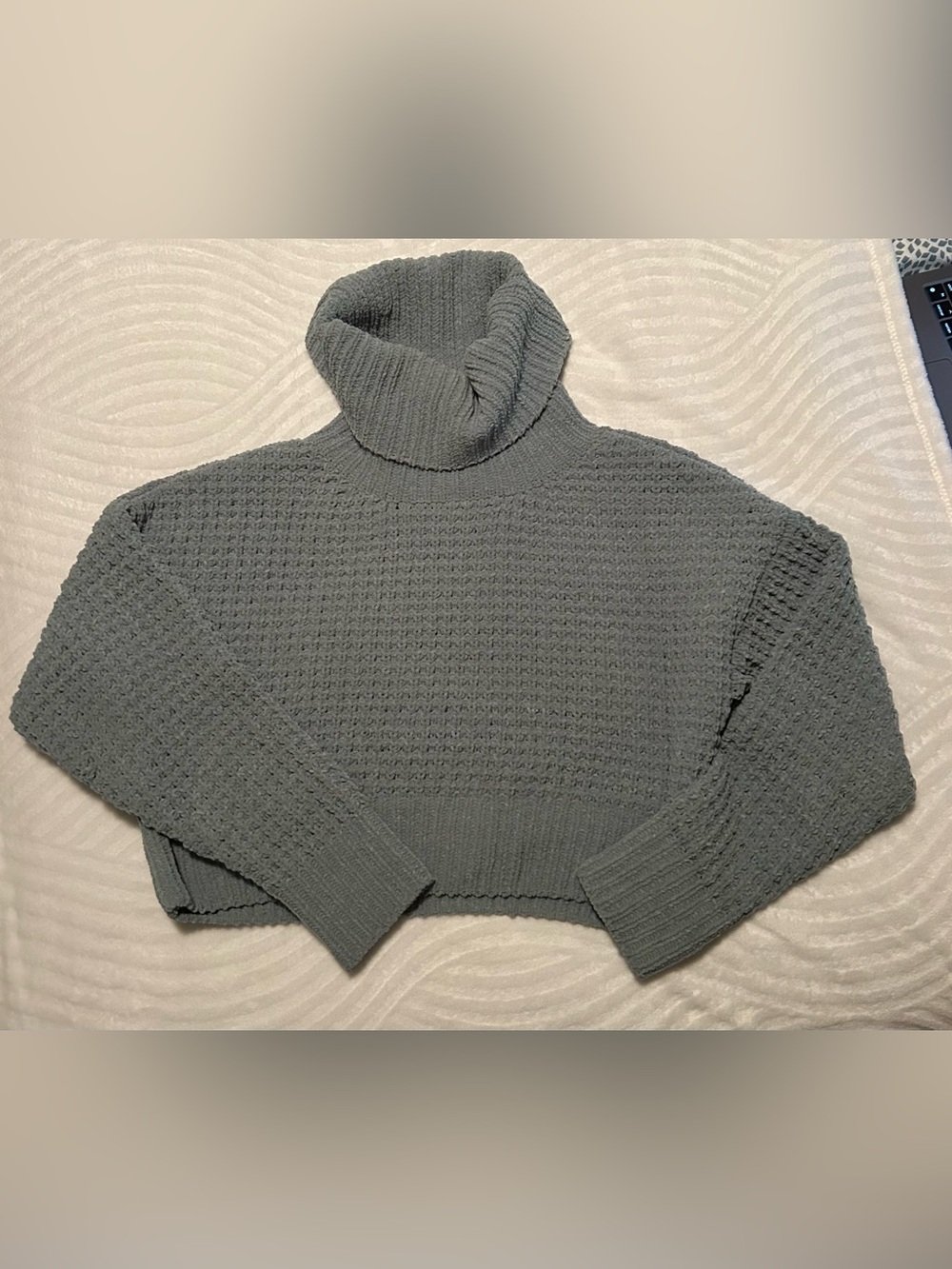 Gray-Teal Turtleneck Women's Sweater